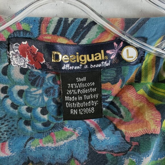 Desigual Amor Cardigan Embroidered Art-to-Wear Waterfall Draped Front size L - Picture 5 of 16